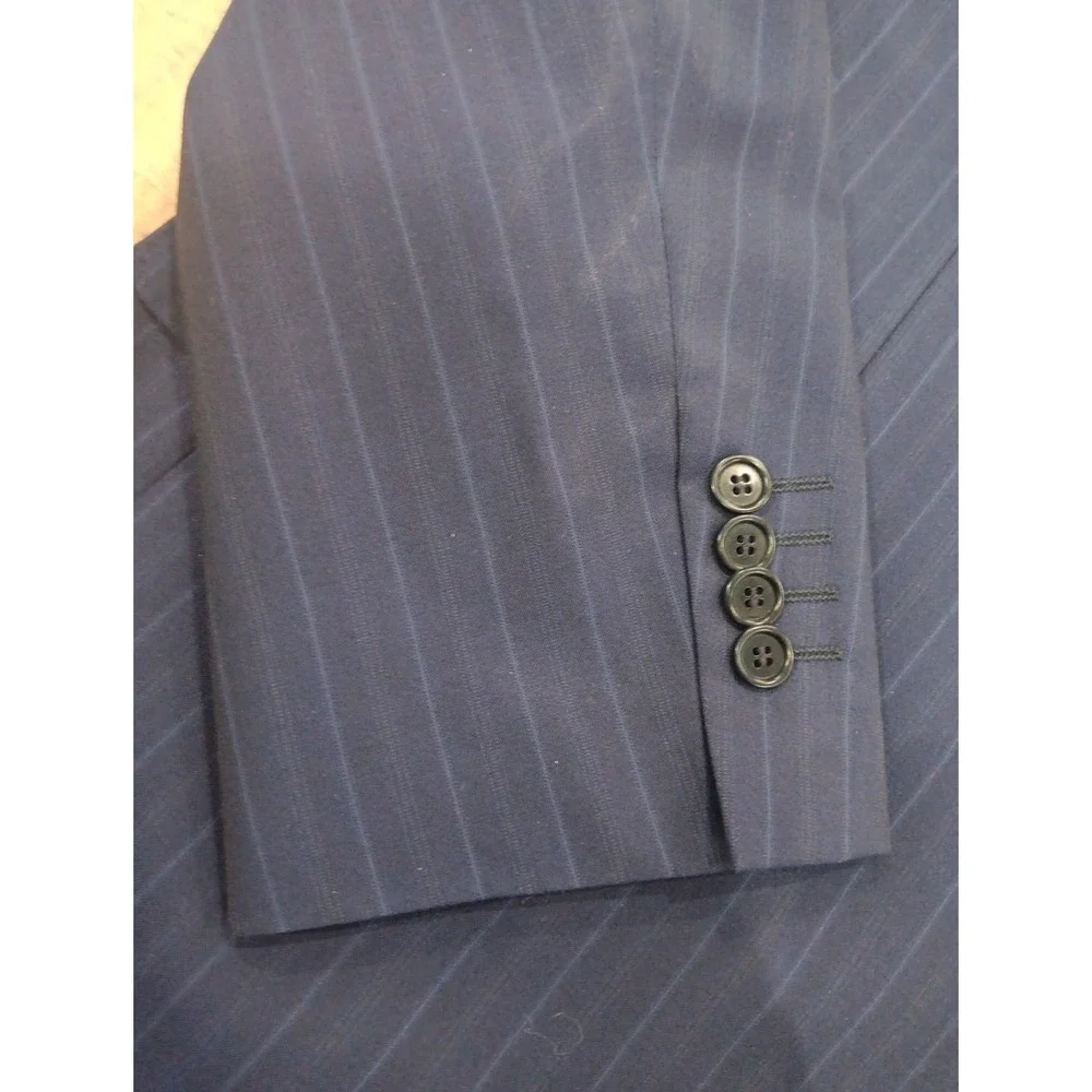 Ermenegildo‎ Zegna Saks Fifth Avenue Sport Coat Blazer Men 48 Navy Striped 2447